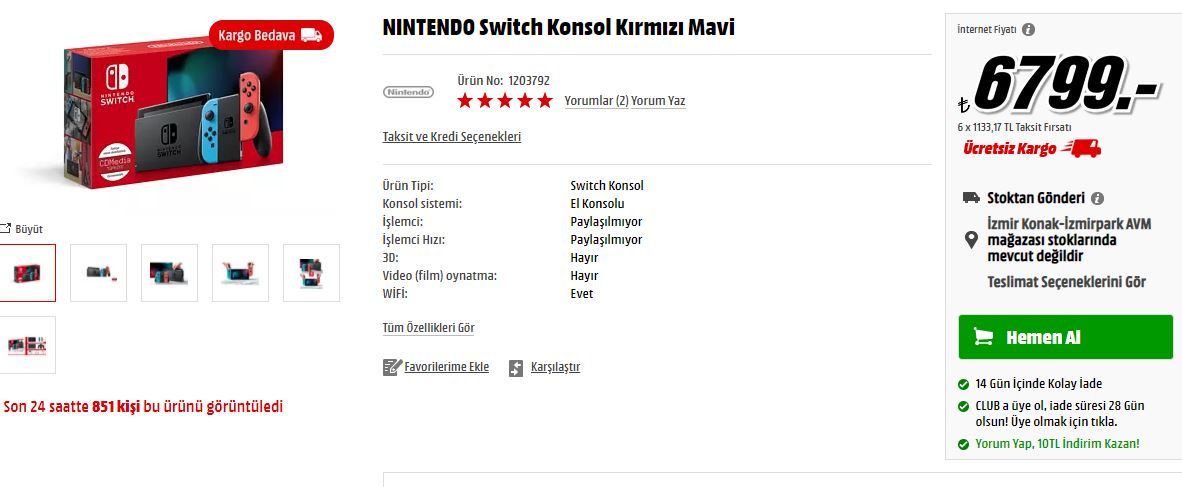 Nintendo Switch Fiyatı