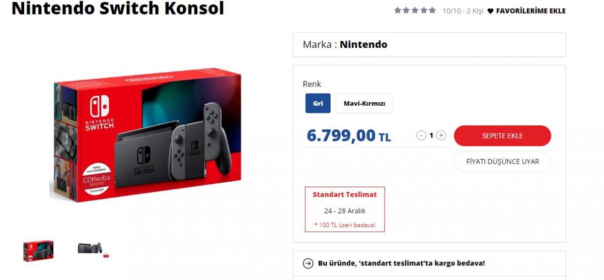 Nintendo Switch Fiyatı